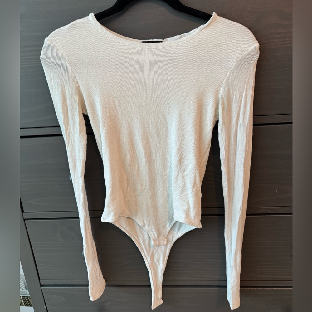 ATM Women's White Long Sleeve Bodysuit
